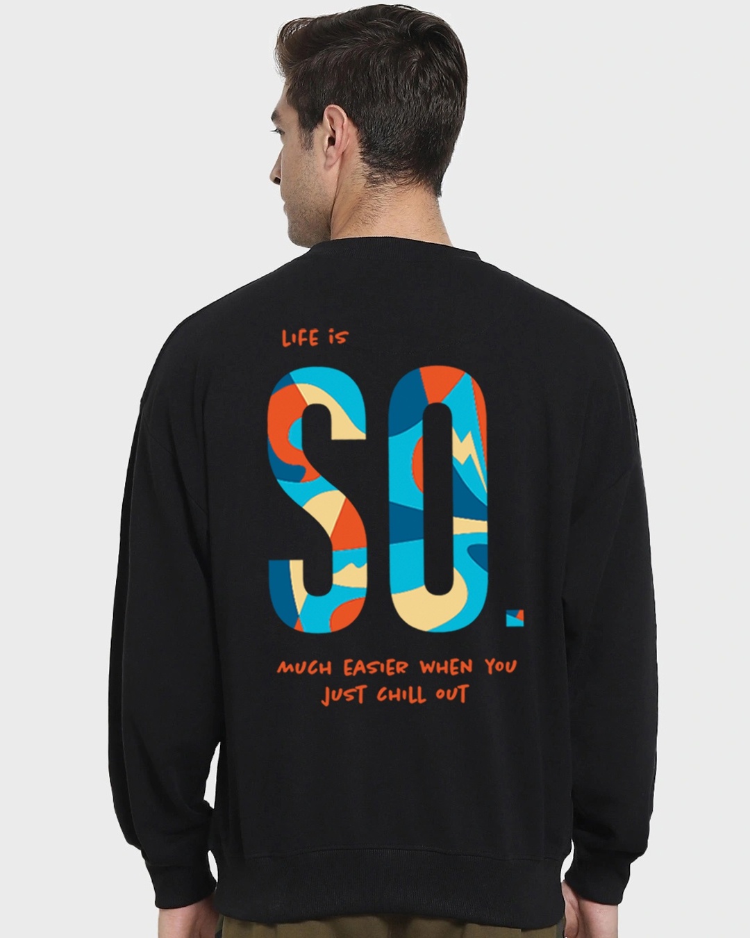 Shop Men's Black So Typography Oversized Sweatshirt-Design