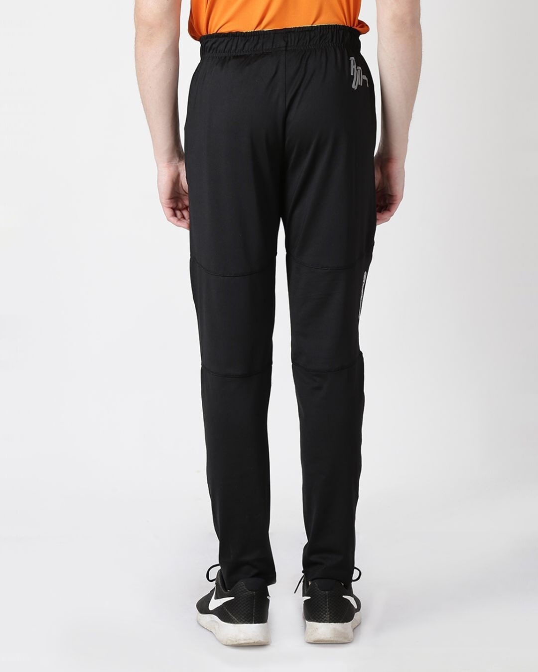 Shop Men Black Solid Slim Fit Track Pants-Back