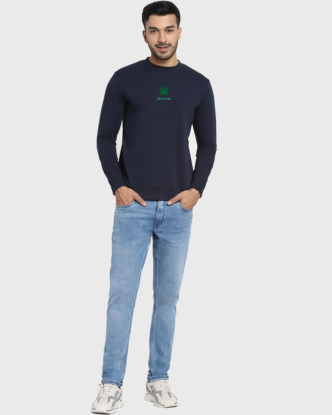 Shop Men's Navy Blue Dope AF Typography Sweatshirt-Full