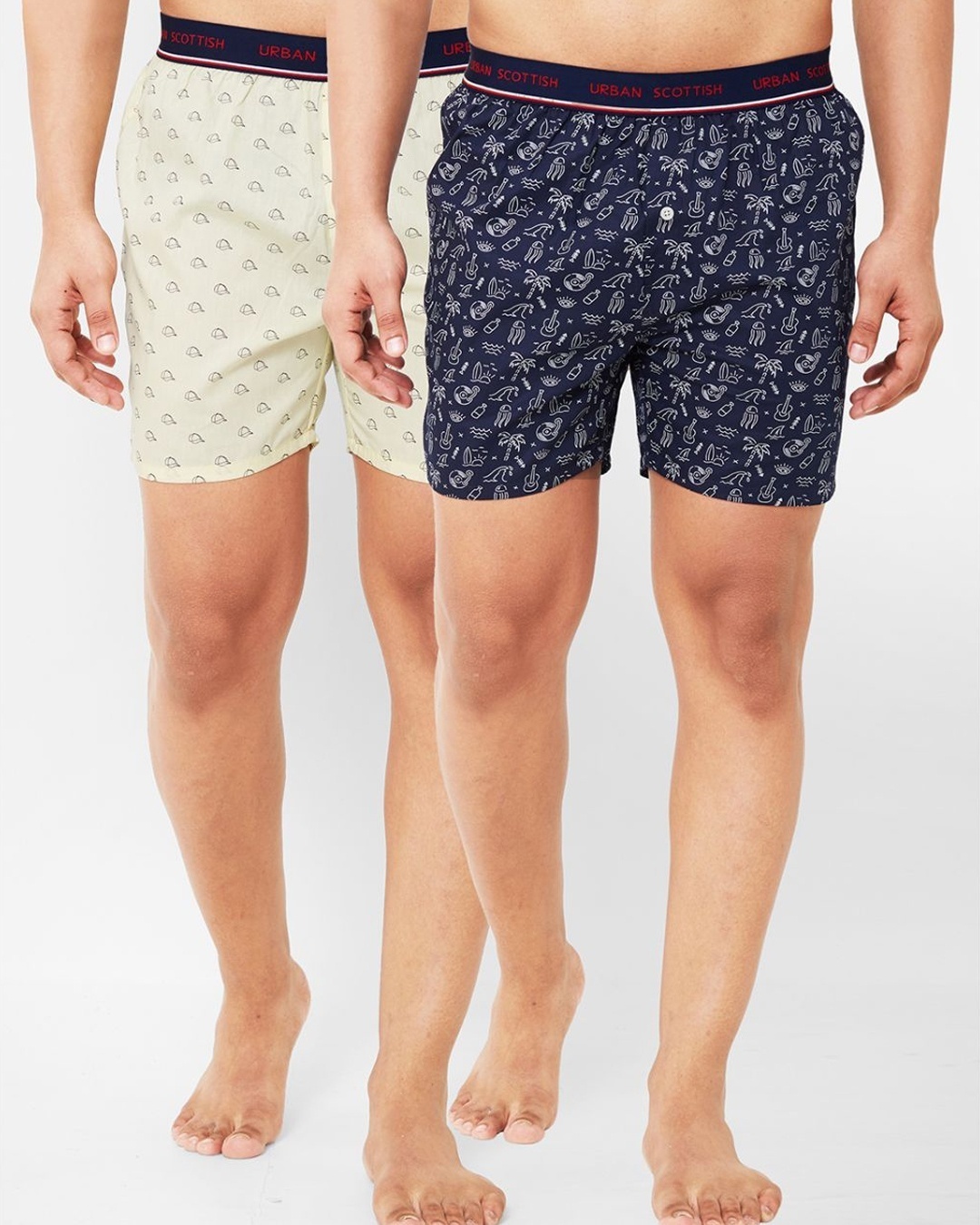 Shop Men's All Over Printed Cotton Boxers (Pack of 2)-Front