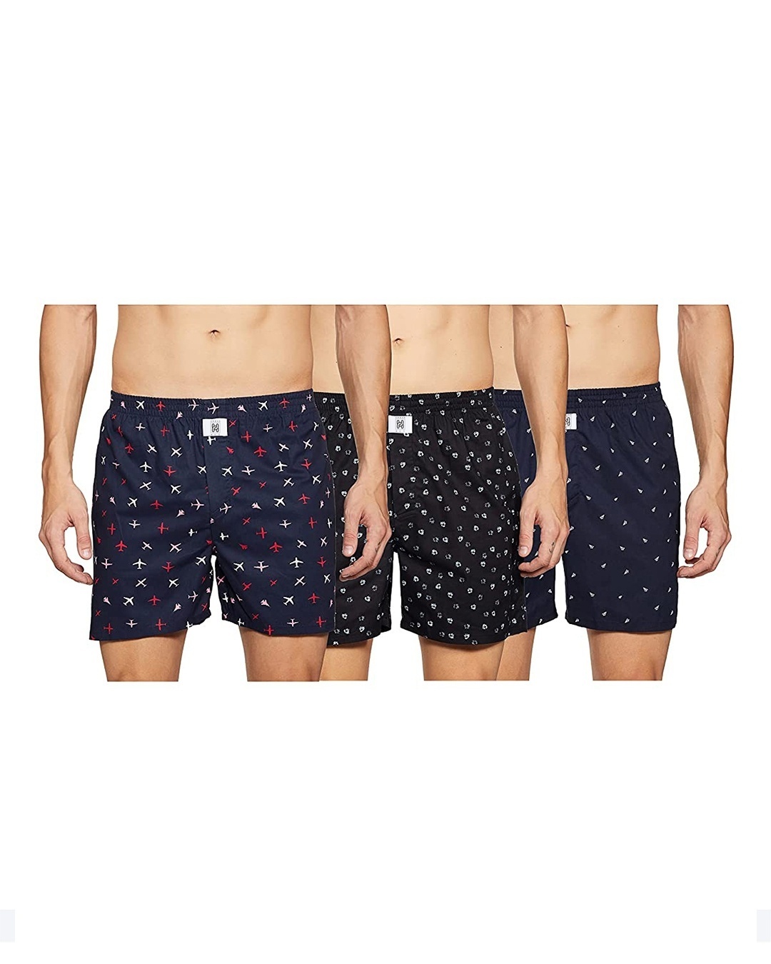Shop Men's All Over Printed Cotton Boxers (Pack of 3)-Front