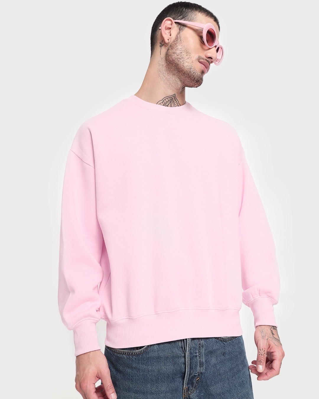 Shop Men's Barely Pink Oversized Sweatshirt-Front
