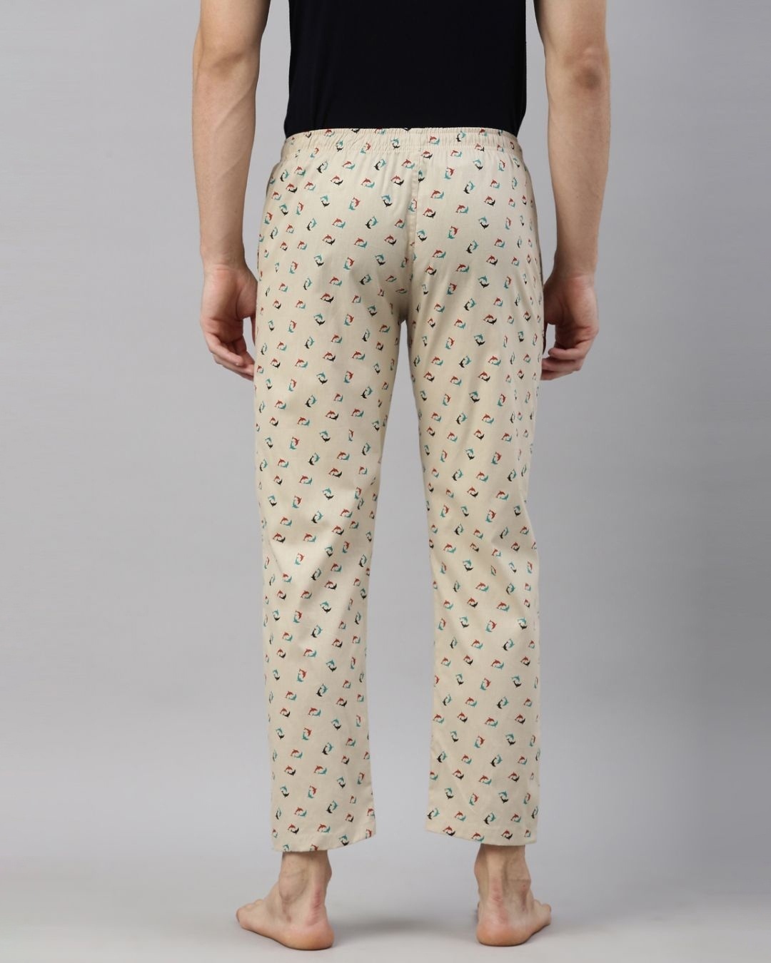 Shop Men's Beige All Over Fish Printed Cotton Pyjamas-Design