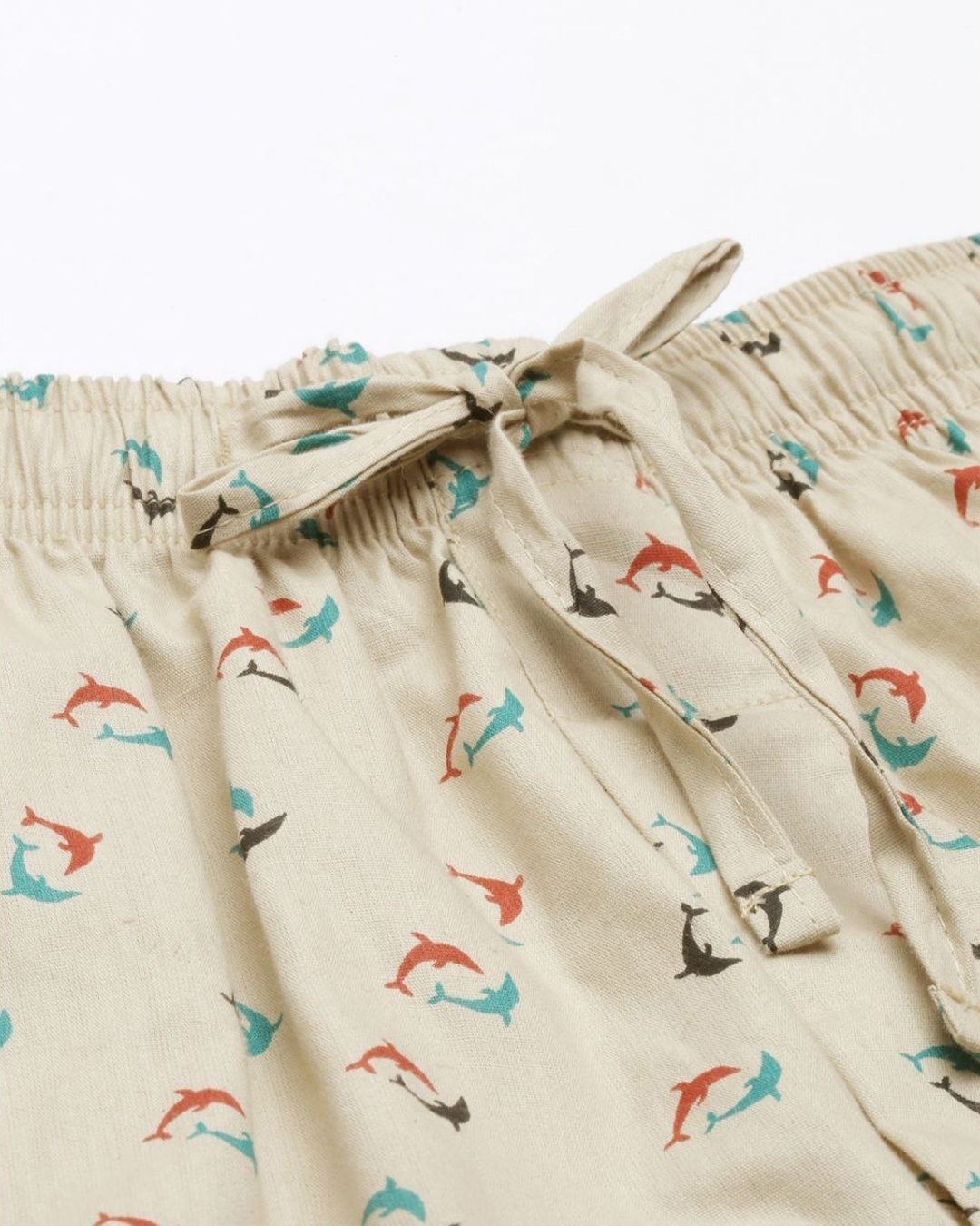 Shop Men's Beige All Over Fish Printed Cotton Pyjamas