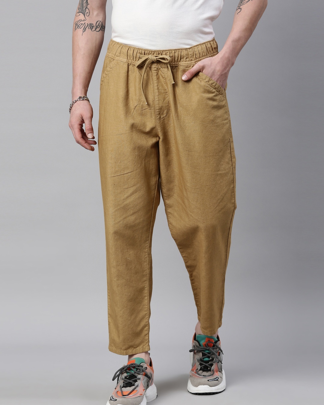 Buy Men's Beige Comfort Fit Trousers for Men Beige Online at Bewakoof