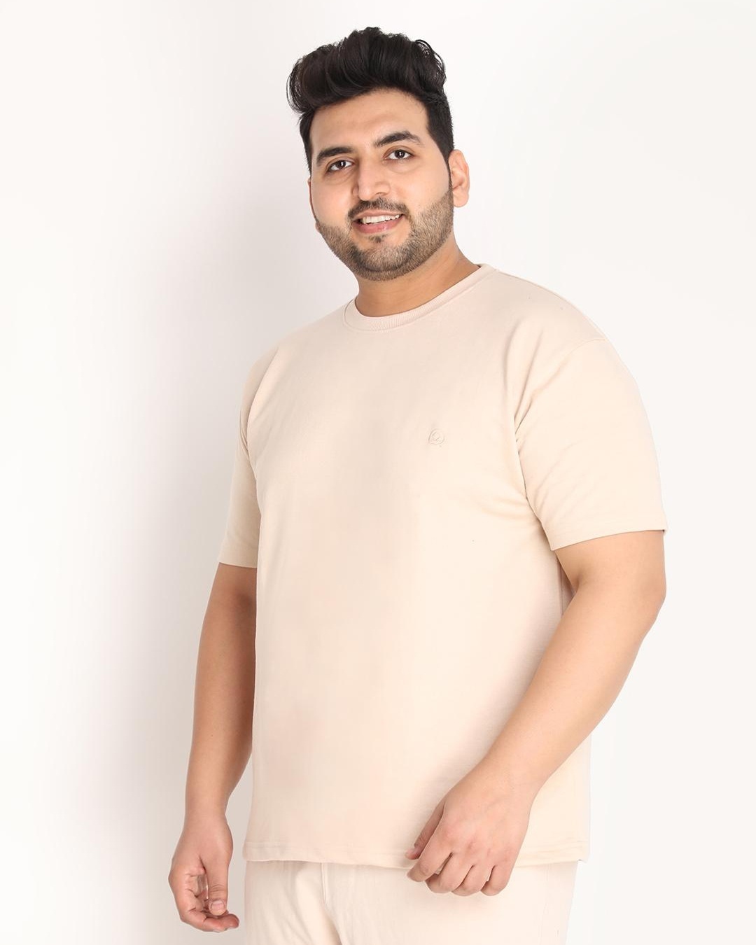 Shop Men's Beige Plus Size T-shirt-Design