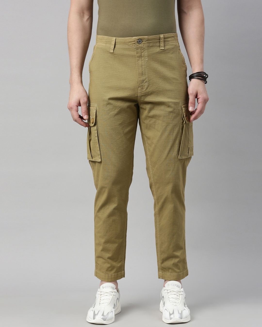 Shop Men's Beige Relaxed Fit Trouser-Front