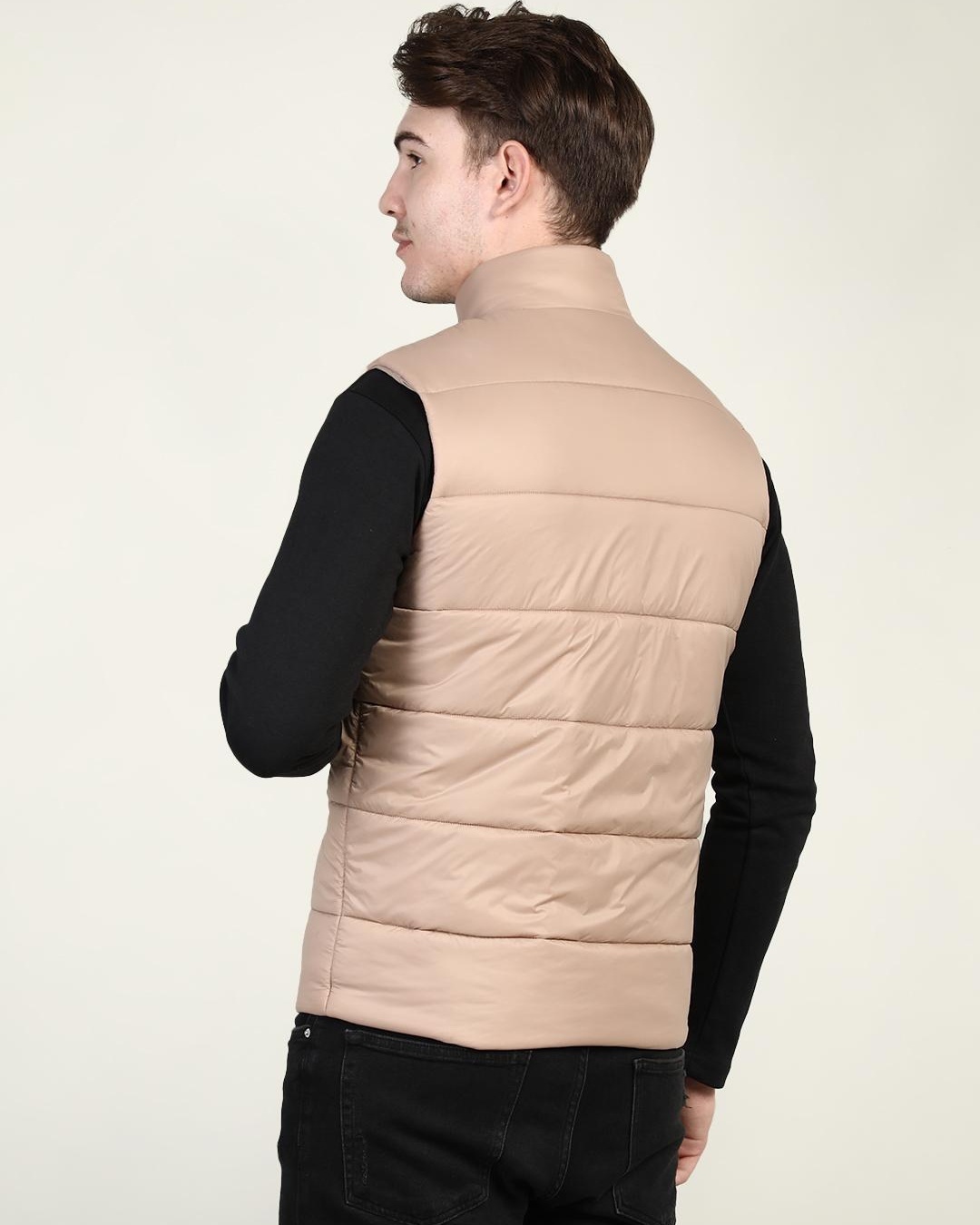 Buy Men's Beige Sleeveless Puffer Jacket for Men Beige Online at Bewakoof