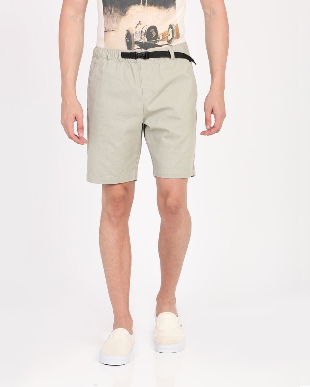 Buy Men's Beige Slim Fit Cotton Shorts for Men Beige Online at Bewakoof