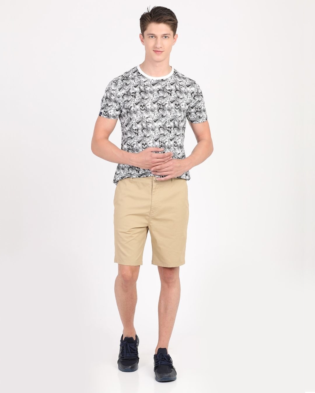 Buy Men's Beige Slim Fit Cotton Shorts for Men Beige Online at Bewakoof