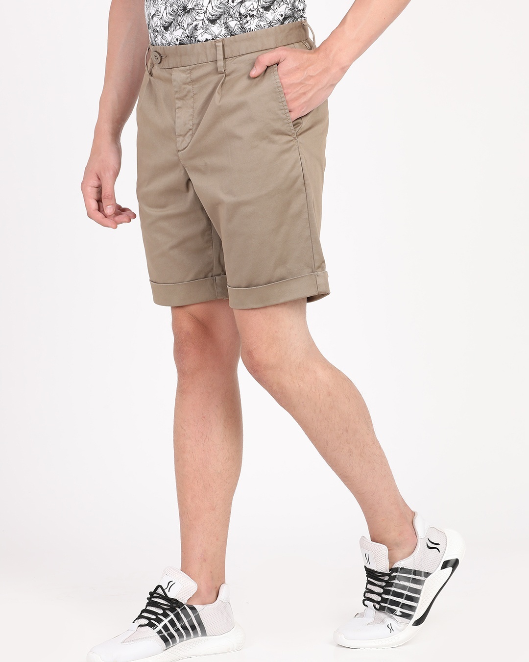 Buy Men's Beige Slim Fit Cotton Shorts for Men Beige Online at Bewakoof