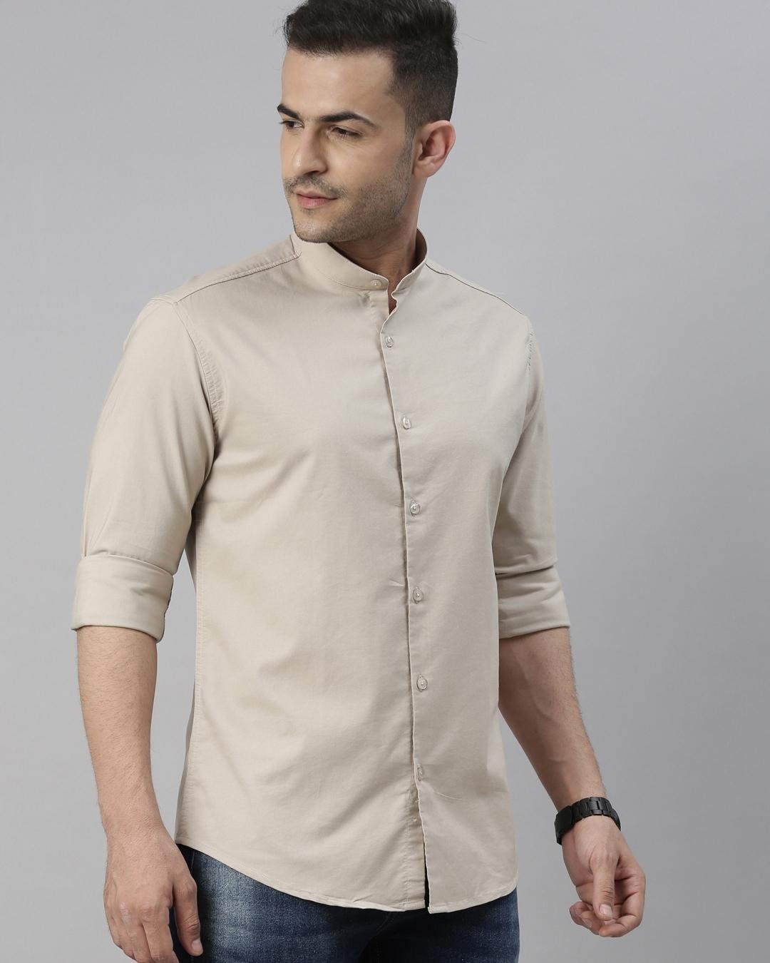 Shop Men's Beige Slim Fit Shirt-Full