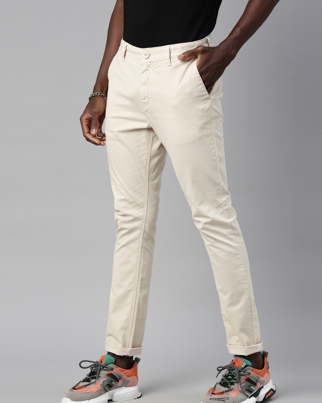 Buy Men's Beige Slim Fit Trousers for Men Beige Online at Bewakoof