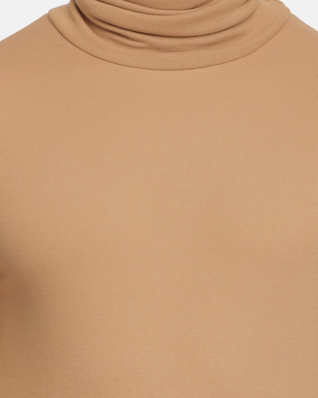 Buy Men's Beige Turtle Neck T-shirt for Men Beige Online at Bewakoof