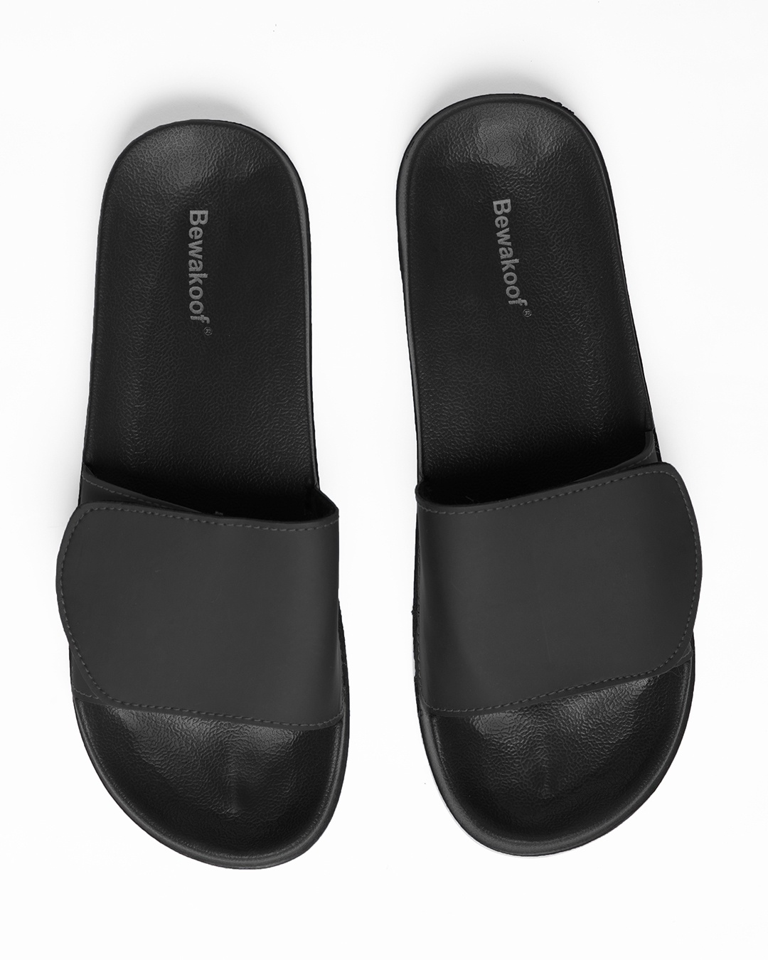 Buy Men's Black Adjustable Velcro Sliders Online in India at Bewakoof