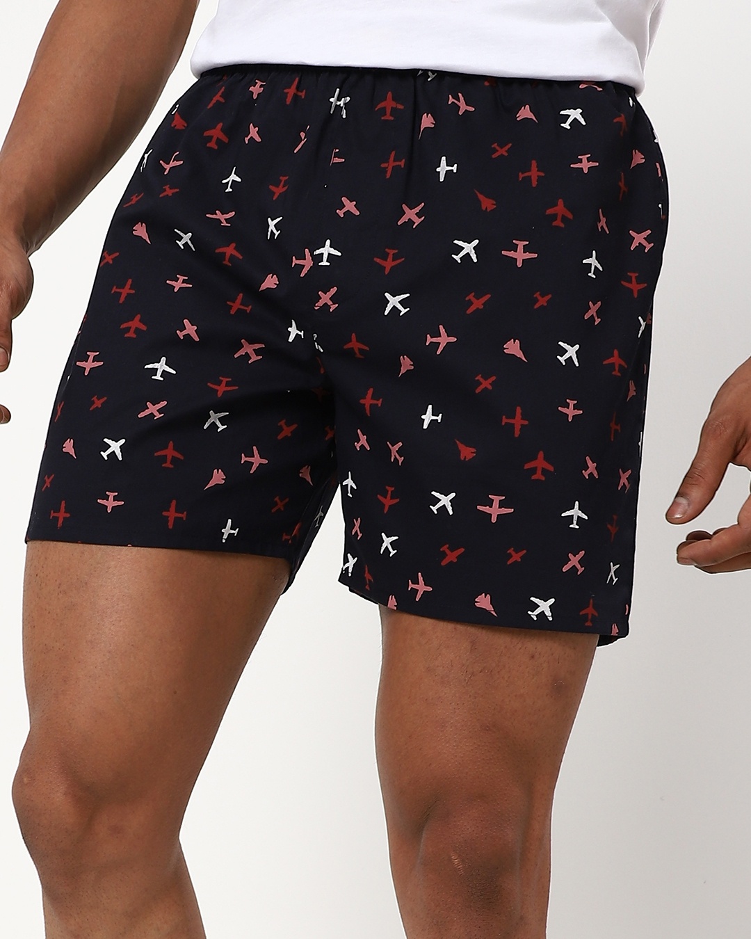 Shop Men's Black All Over Airoplane Printed Boxers-Front