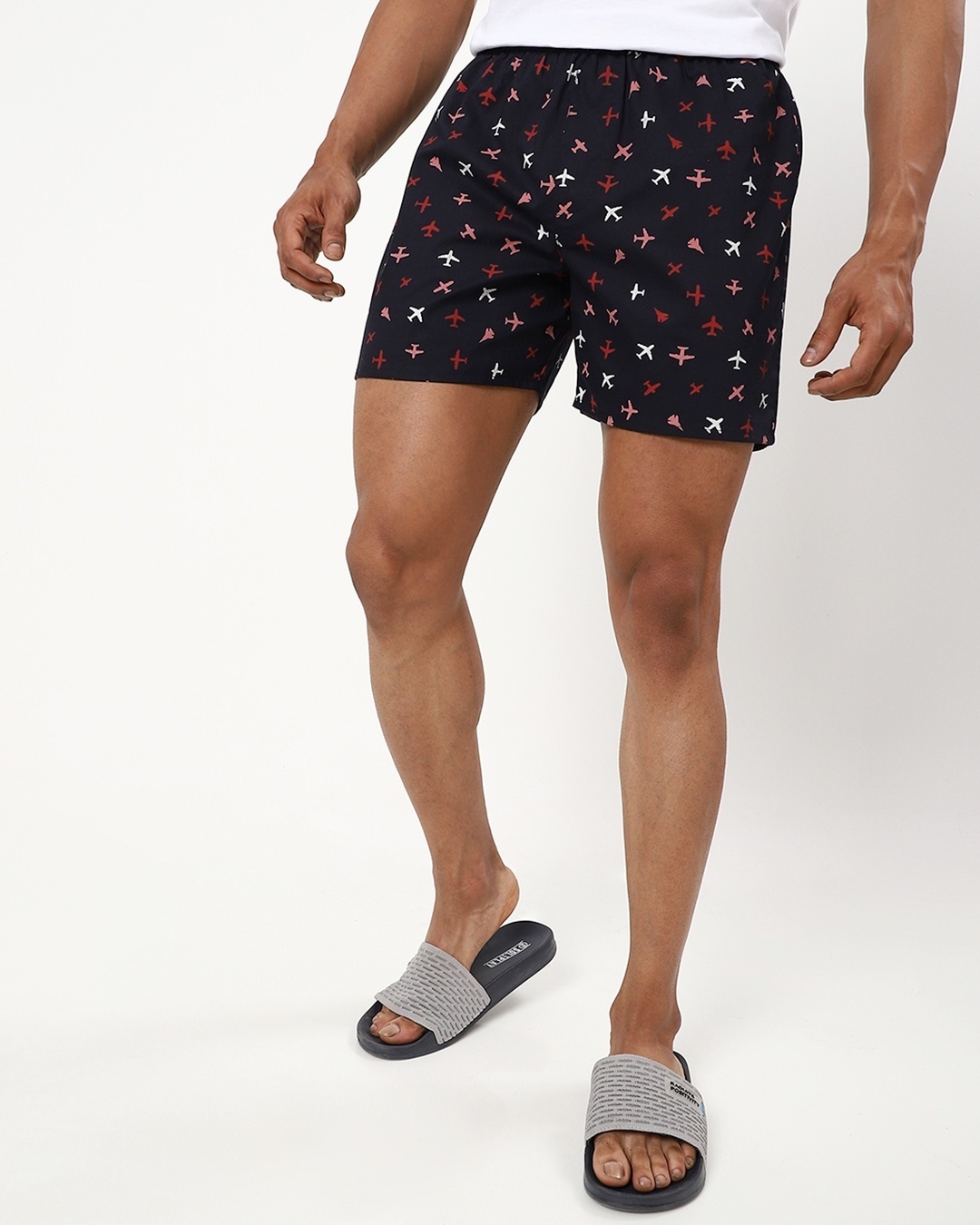 Shop Men's Black All Over Airoplane Printed Boxers-Back