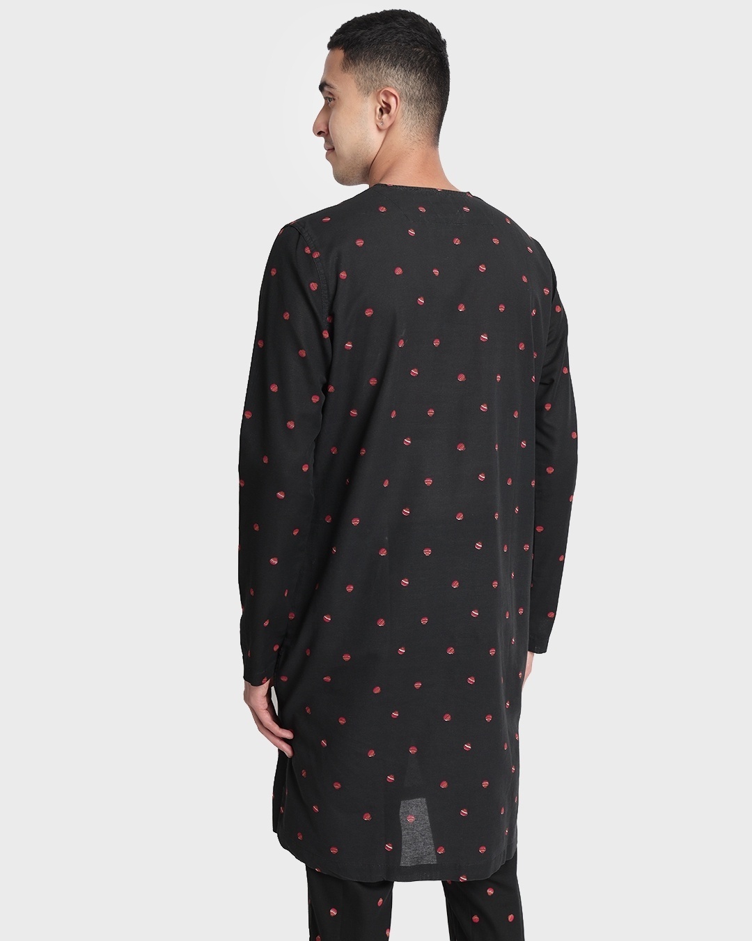 Shop Men's Black All Over Mataka Printed Relaxed Fit Mid Kurta-Design
