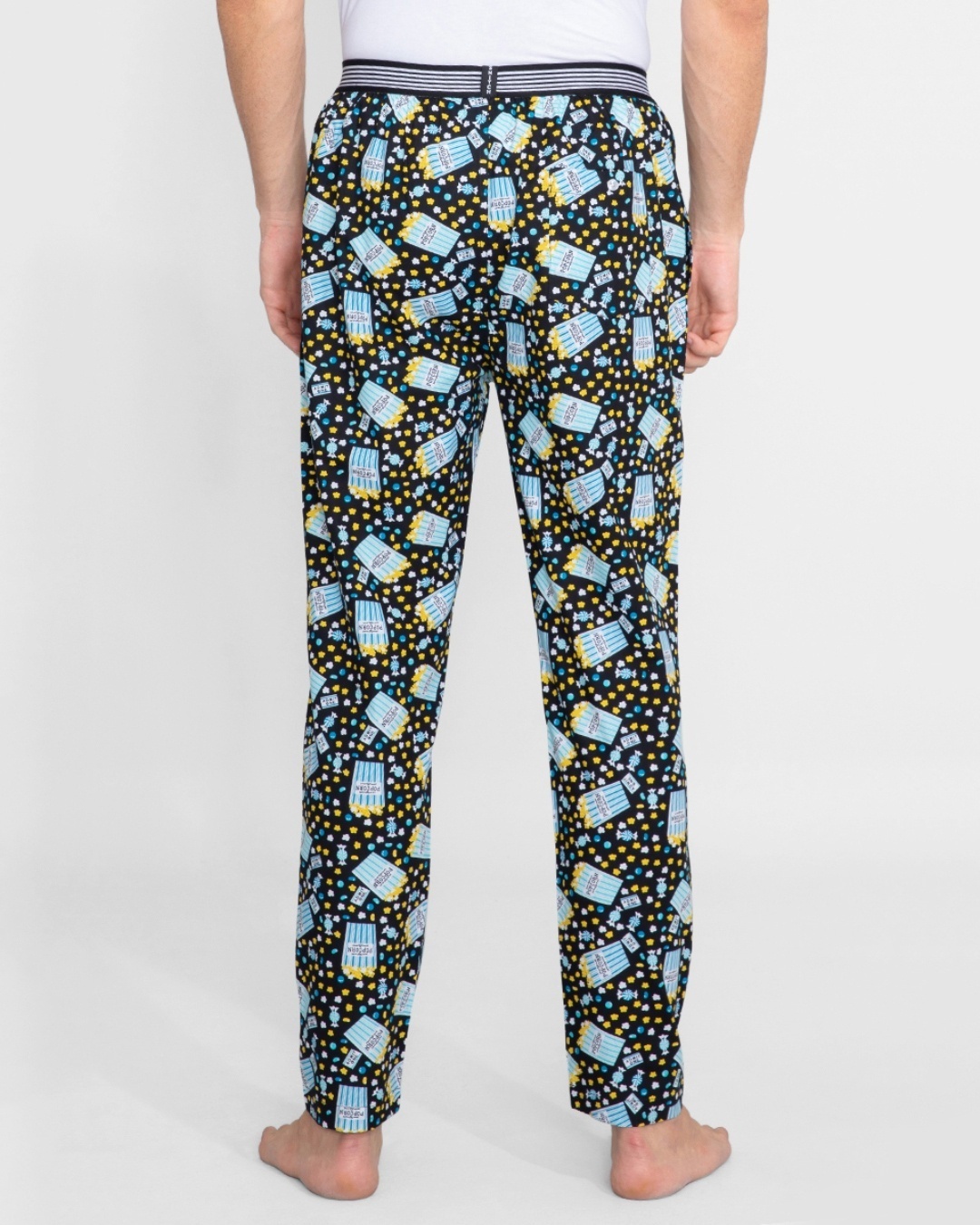 Shop Men's Black All Over Popcorn Printed Cotton Pyjamas-Design
