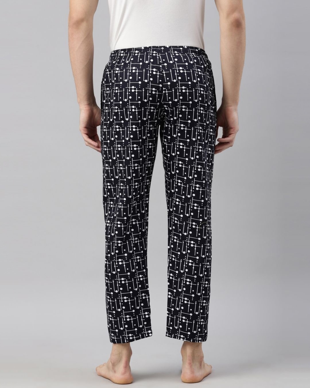 Shop Men's Black All Over Printed Cotton Pyjamas-Design