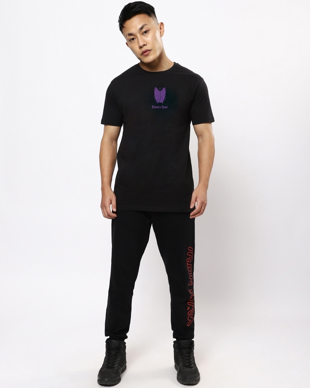 Shop Men's Black AOT Founding Titan Graphic Printed T-shirt-Full