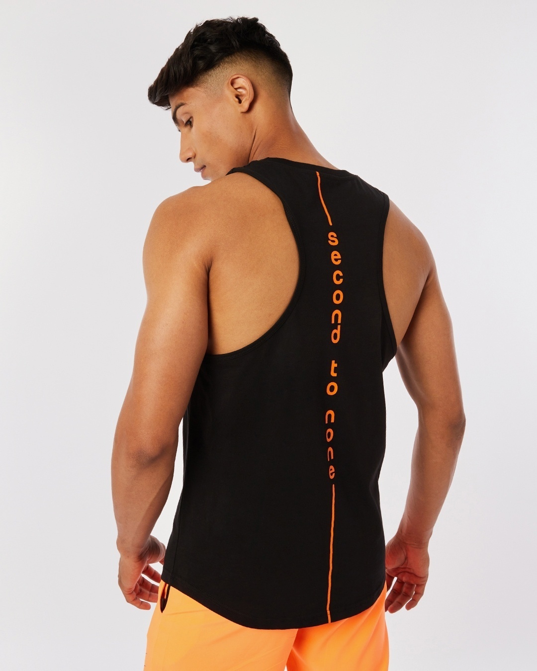 Shop Men's Black Athleisure Deep Armhole Typography Vest-Design