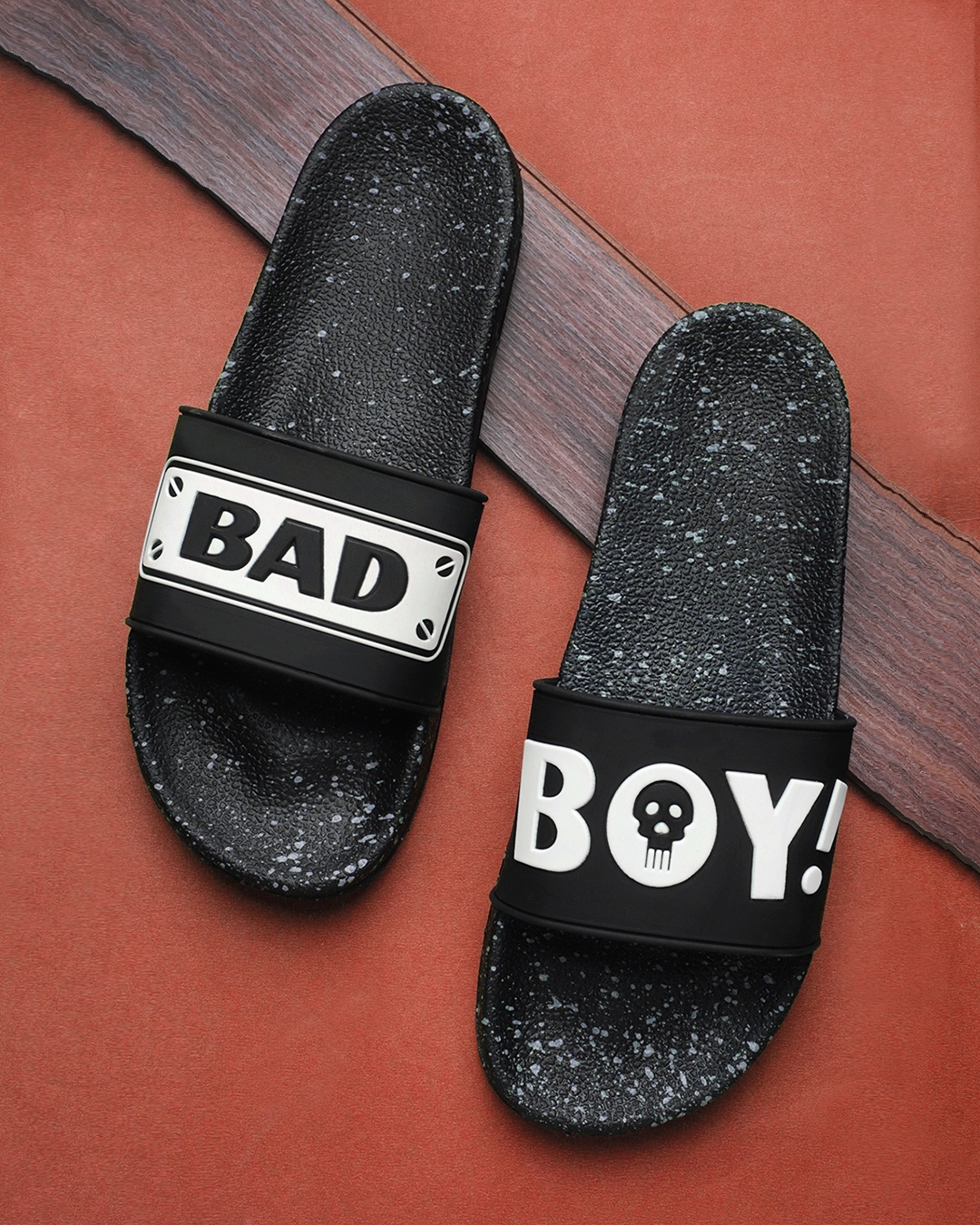Shop Men's Black Badboy Style Flip Flops & Sliders-Front