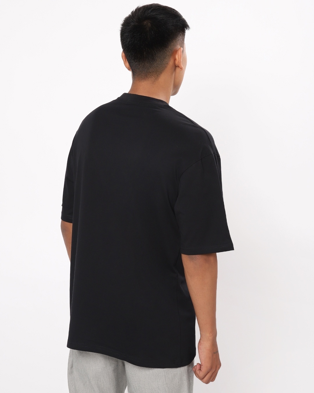Shop Men's Black Bang Graphic Printed Oversized T-shirt-Full
