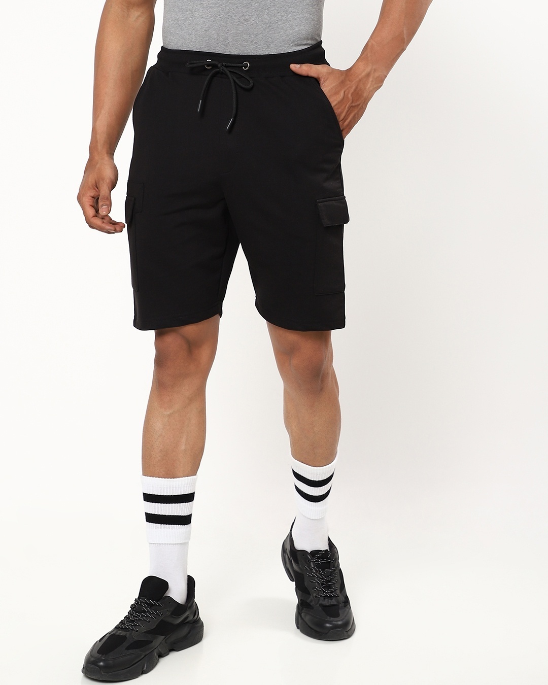 Shop Men's Black Basic Cargo Shorts-Design
