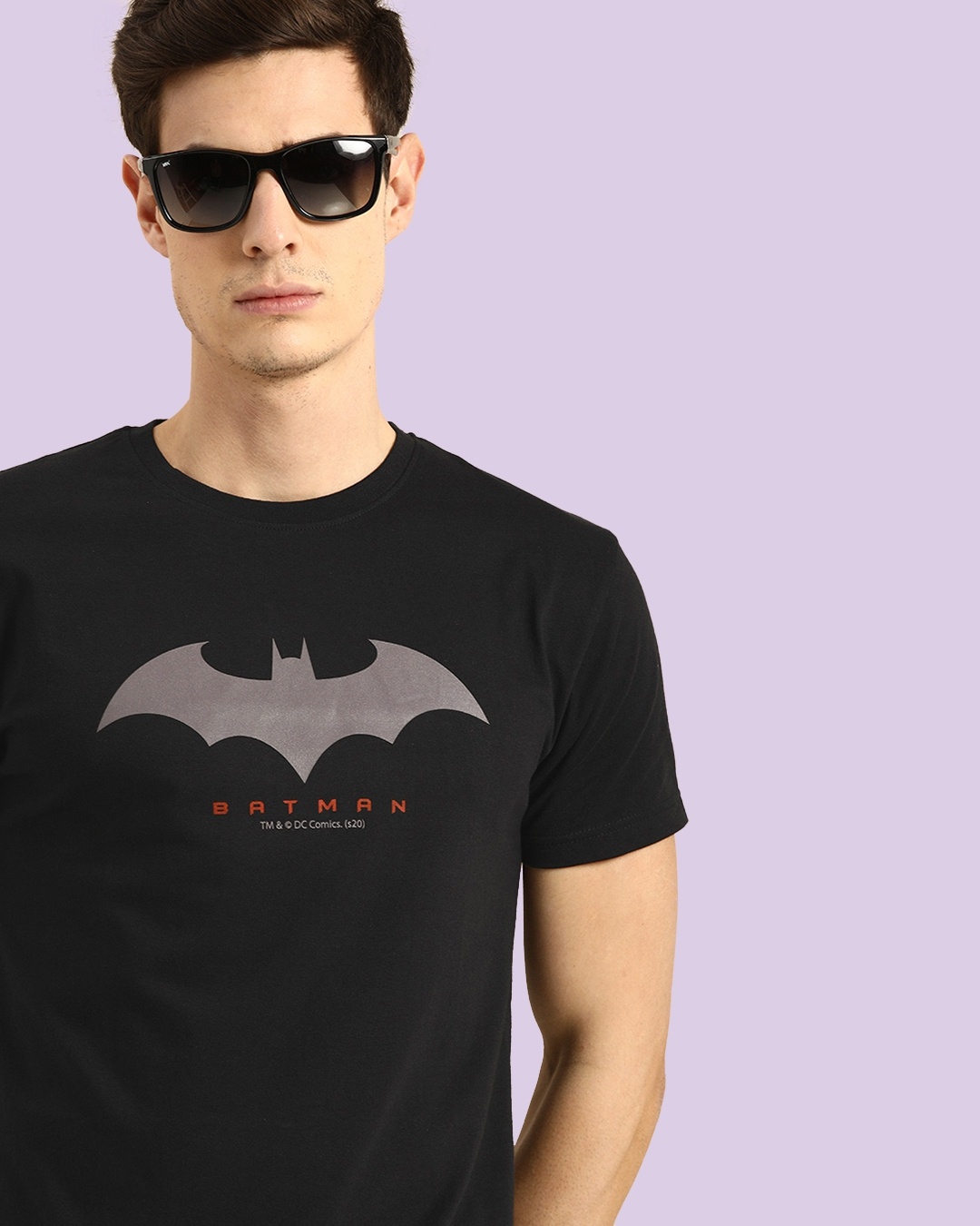 Shop Men's Black Batman Outline Logo T-shirt-Front