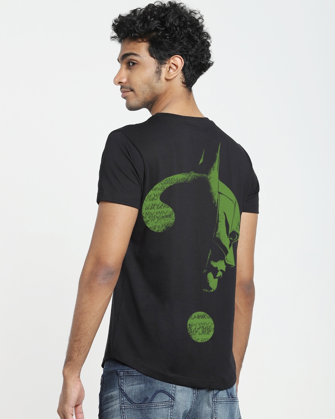 Buy Men s Black Batman Riddle Apple Cut T shirt For Men Black Online At 