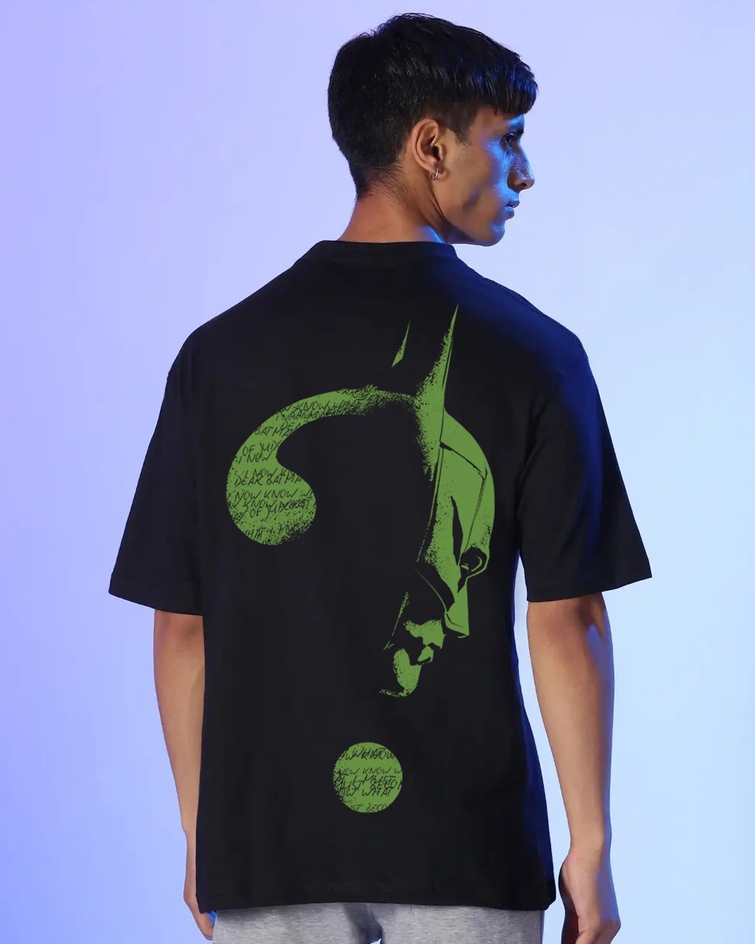 Shop Men's Black Batman Riddle (Bml) Oversized T-shirt-Design