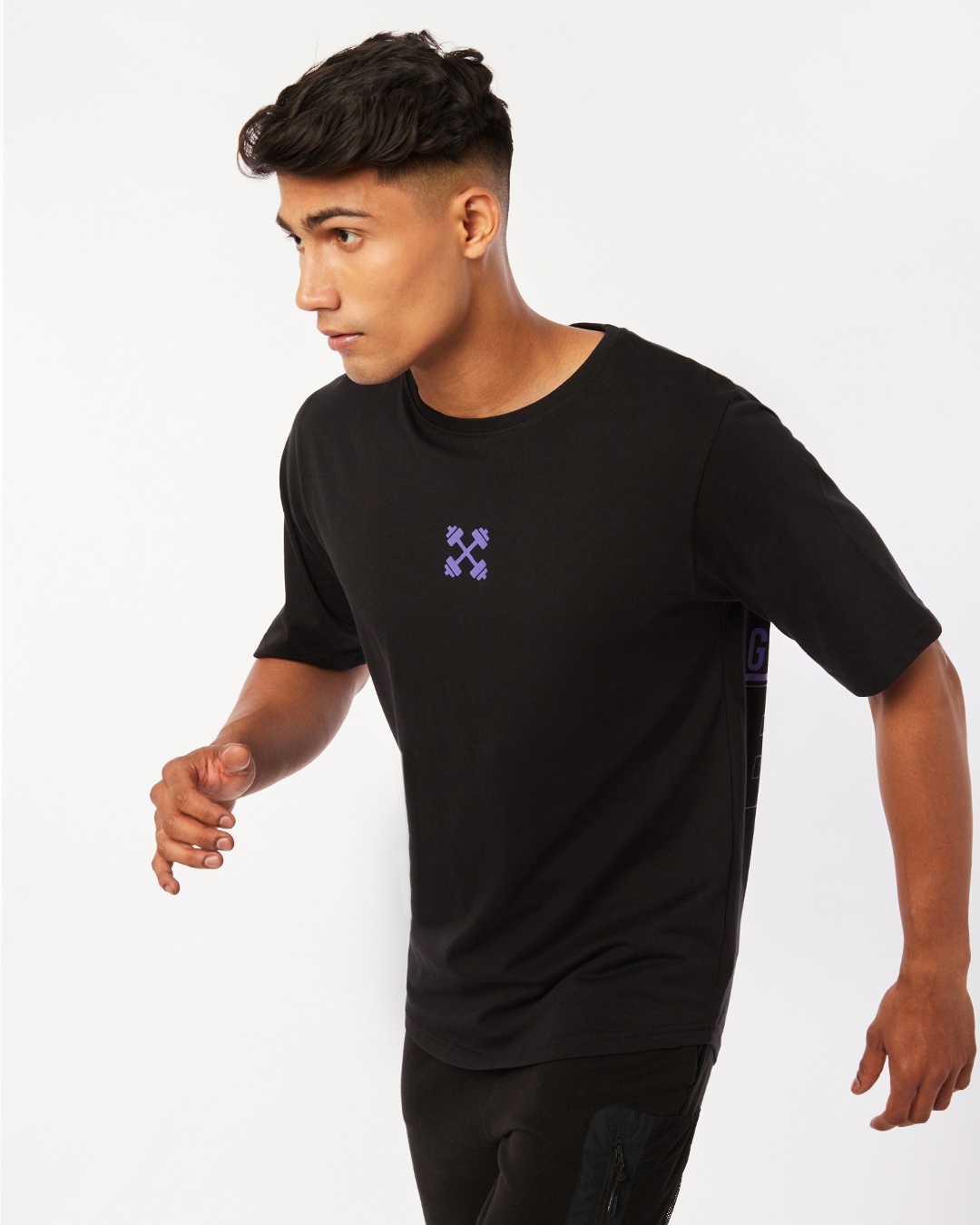 Shop Men's Black Beast Typography Oversized Fit T-shirt-Back