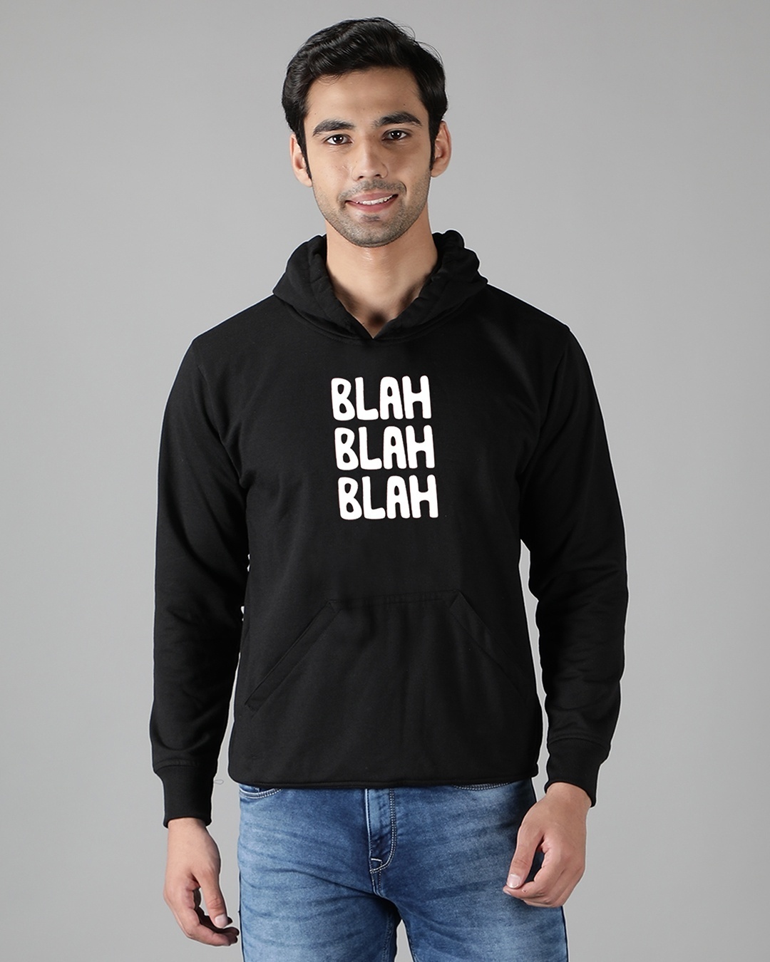 Shop Men's Black Blah Blah Hoodie Sweatshirt-Front