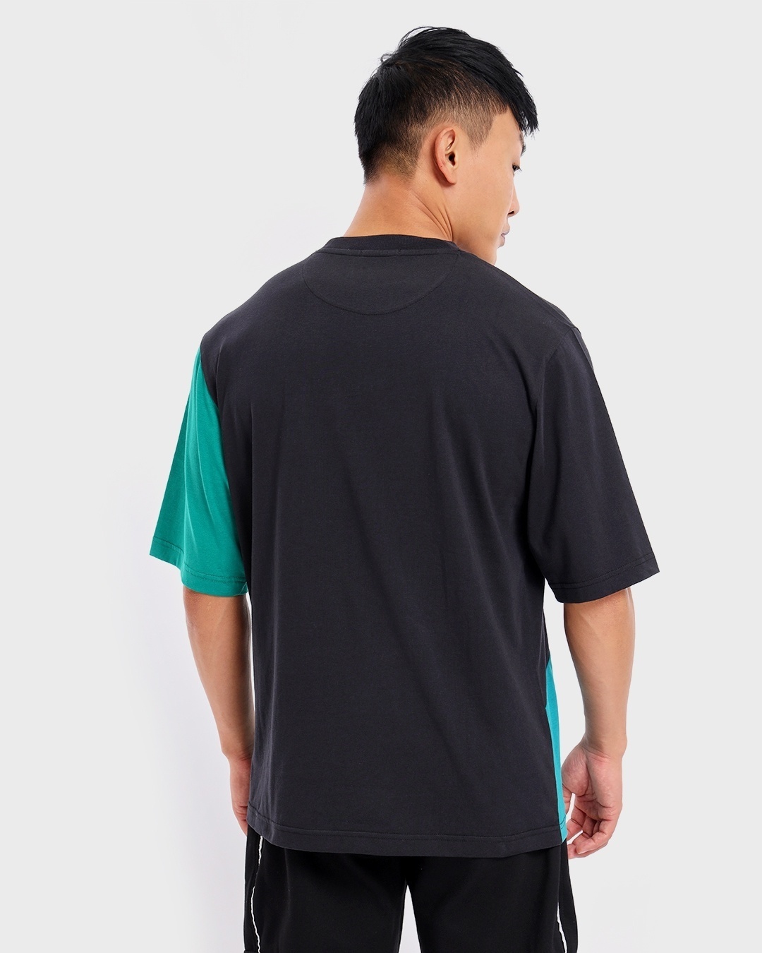 Shop Men's Black & Blue Color Block Oversized T-shirt-Design