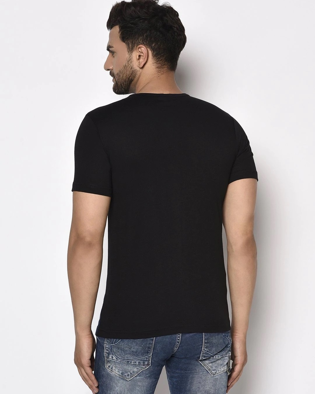 Shop Men's Black & Blue Graphic Printed T-shirt-Full