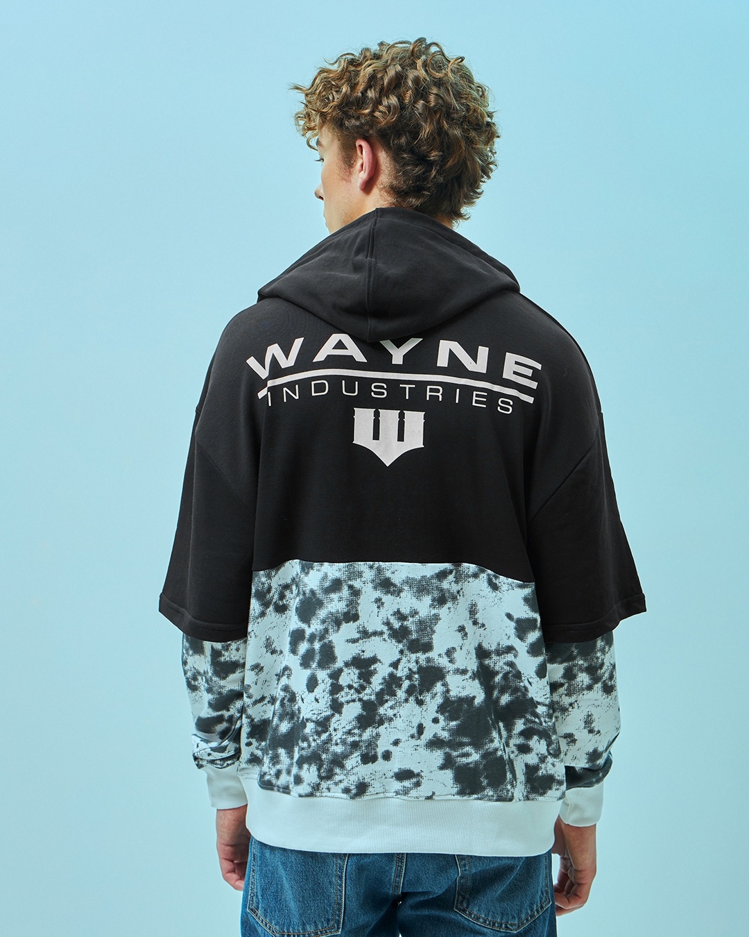 Blue Wayne Lettering Buy Men's Black & Blue Wayne Color Block Oversized Hoodies Online at ...