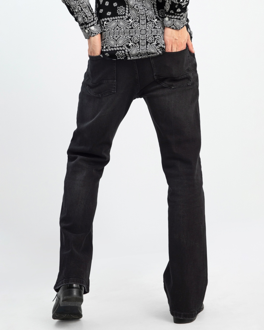 Buy Men's Black Bootcut Oversized Jeans for Men Black Online at Bewakoof