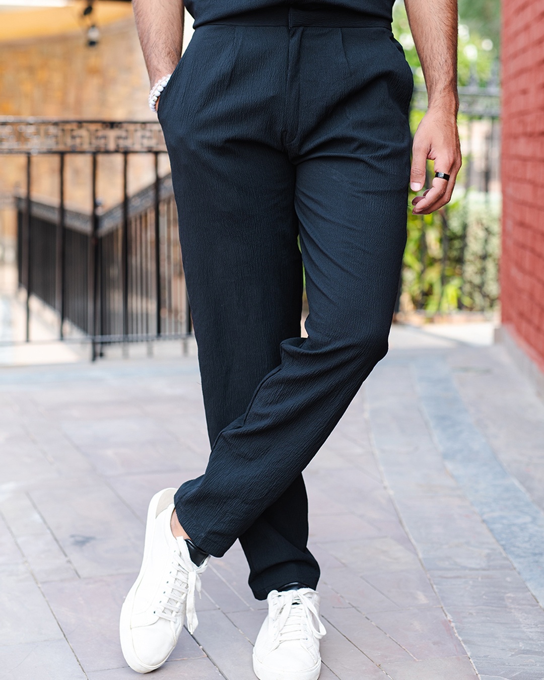 Casual Pant in Black Color For Men Made from Sheep Leather PT12