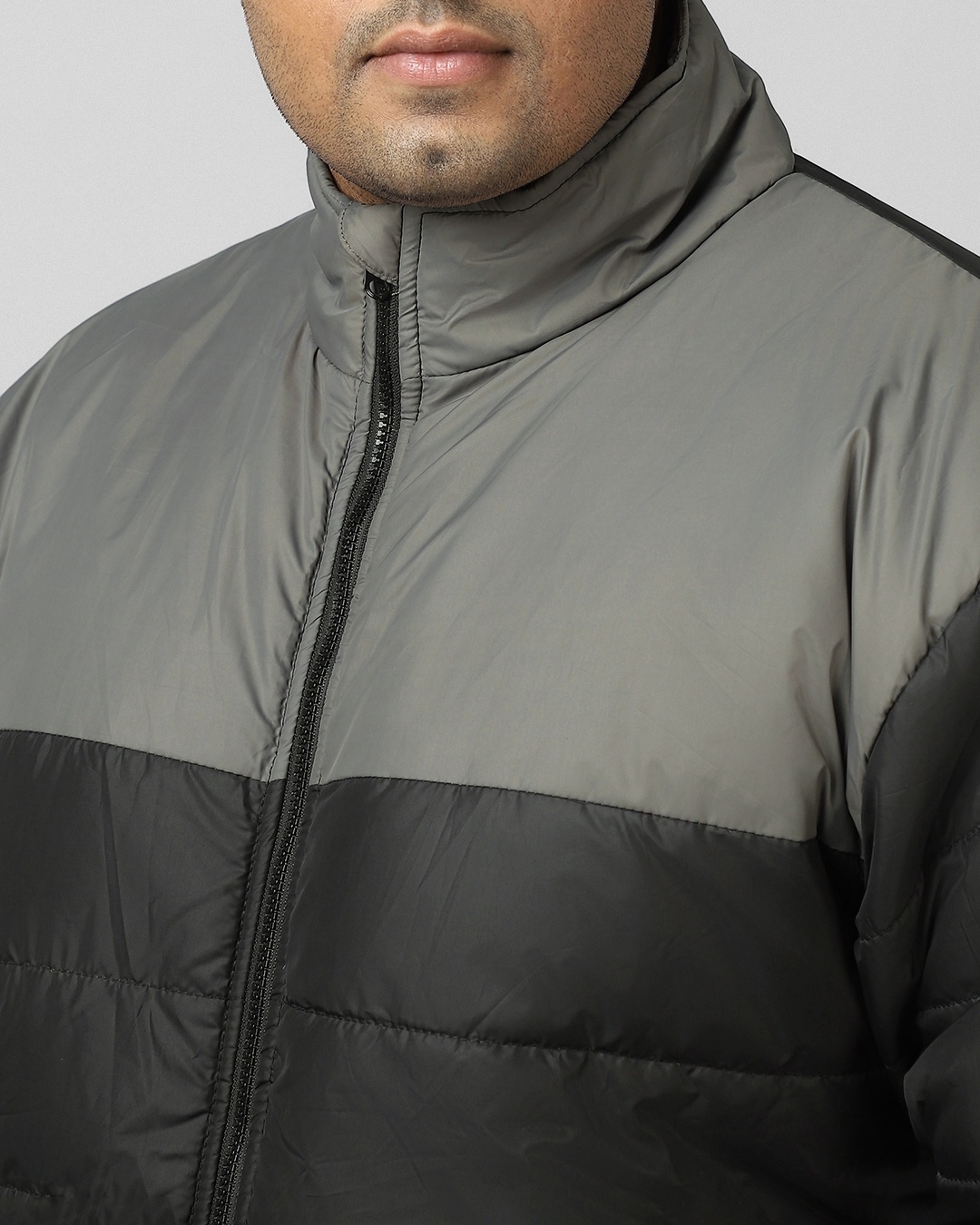 Men's Plus Size Color Block Zip Up Leather Jacket