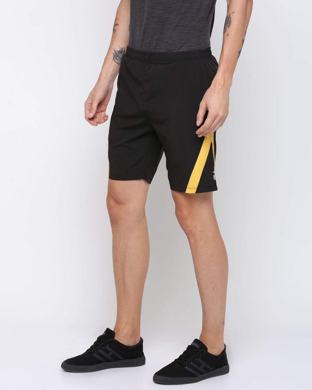 Shop Men's Black Color Block Shorts-Back