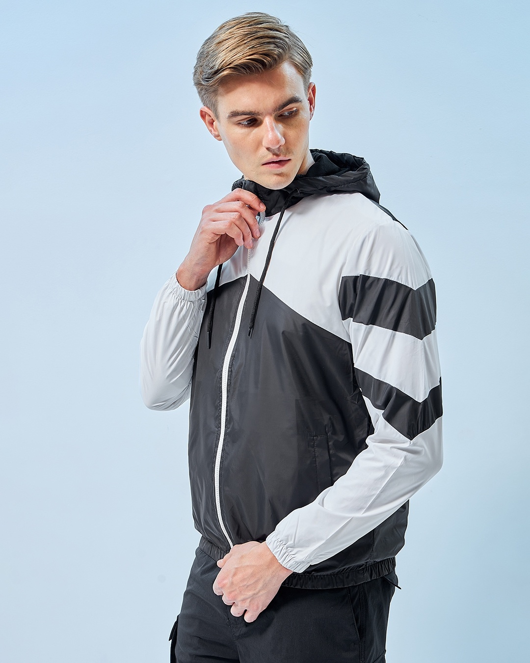 White Colour Block Jacket
