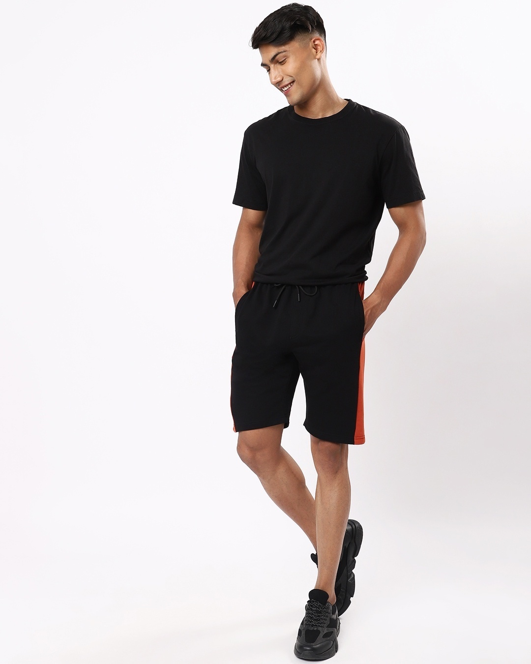 Shop Men's Black Colorblock Shorts-Full