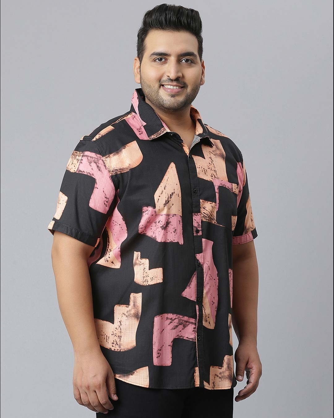 Shop Men's Black Colorblock Stylish Half Sleeve Casual Shirt-Full