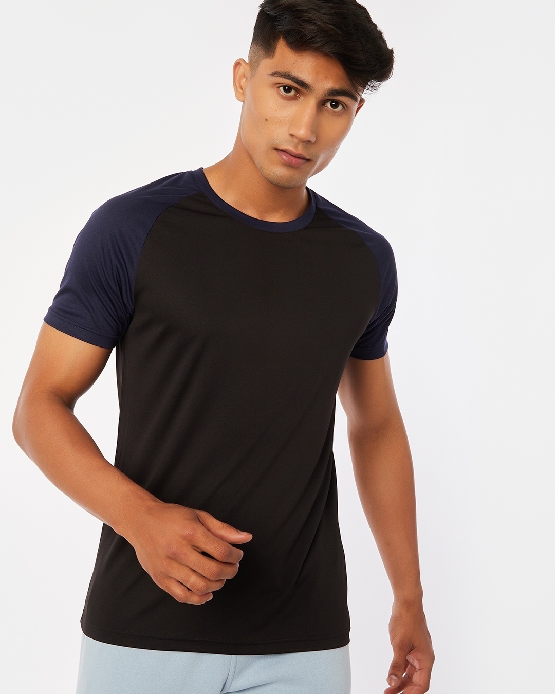 Shop Men's Black Colorblock Training T-shirt-Front