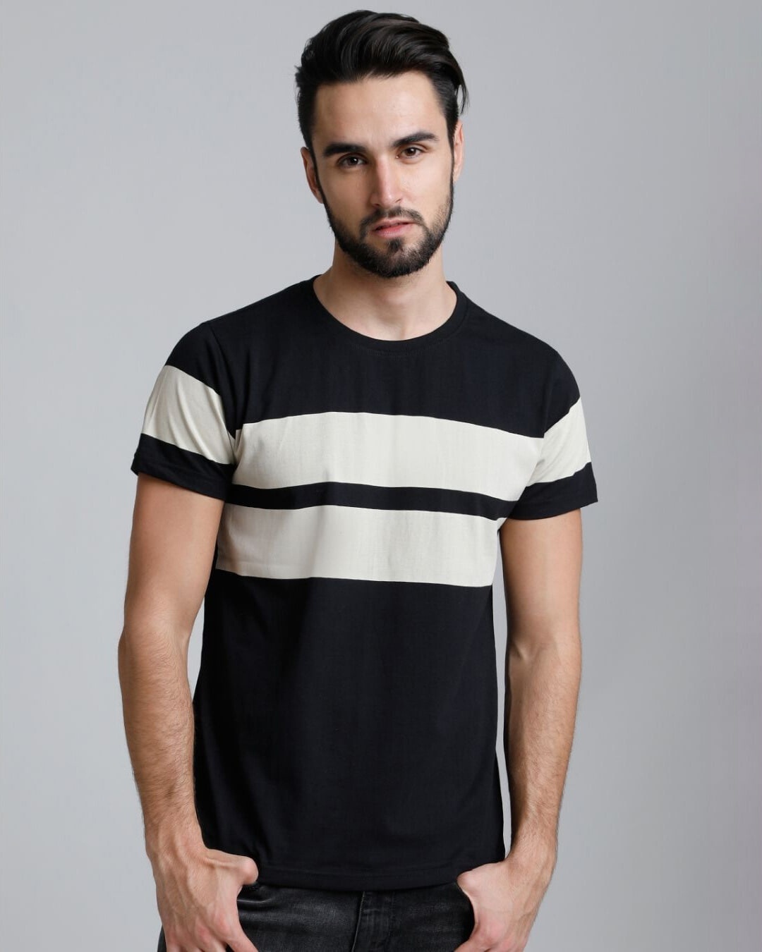 Shop Men's Black Colourblocked T-shirt