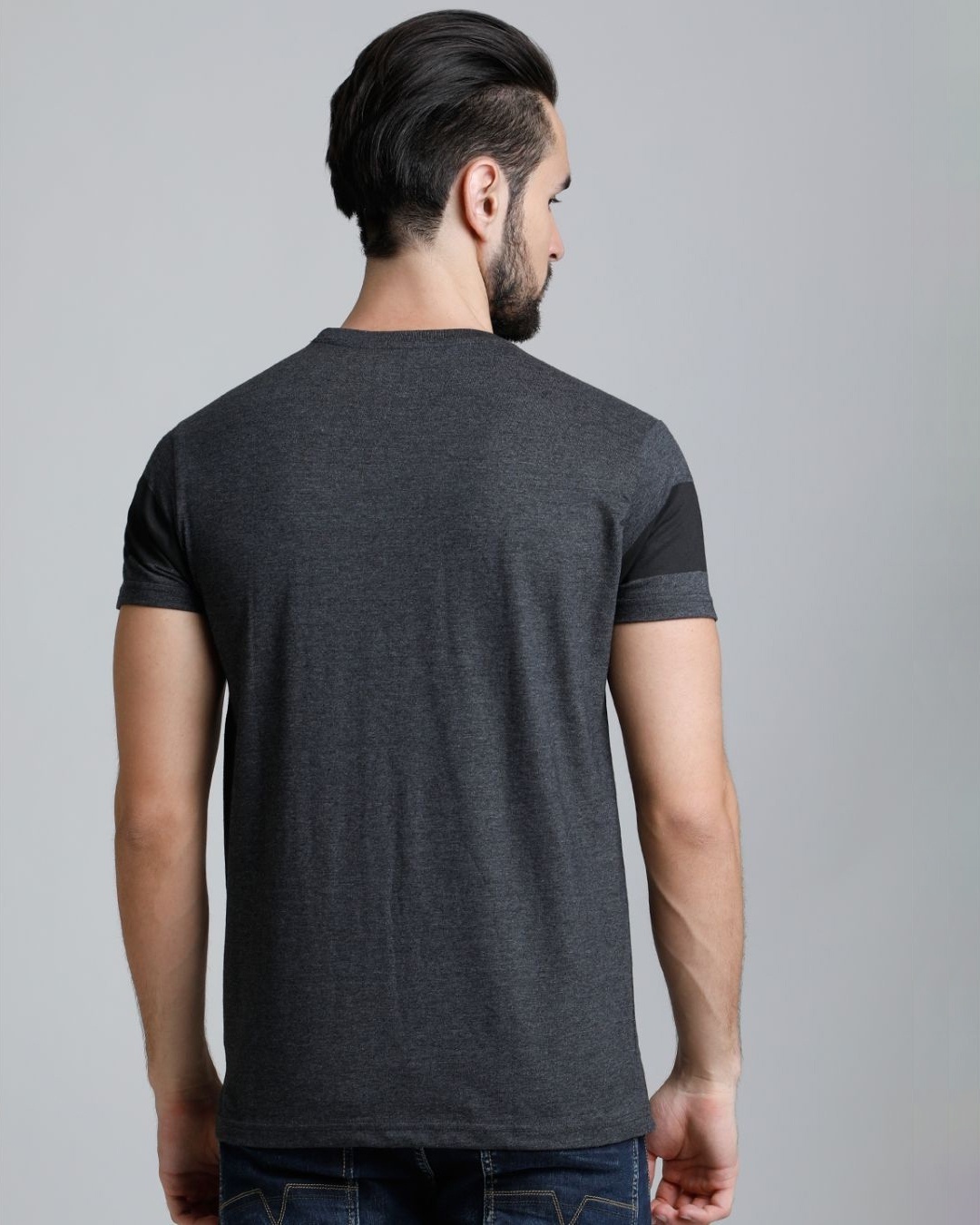 Shop Men's Black Colourblocked T-shirt-Back