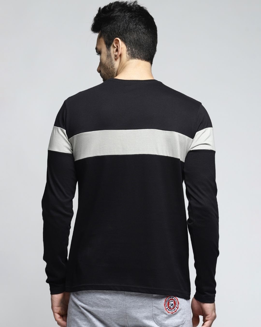 Shop Men's Black Colourblocked T-shirt-Back
