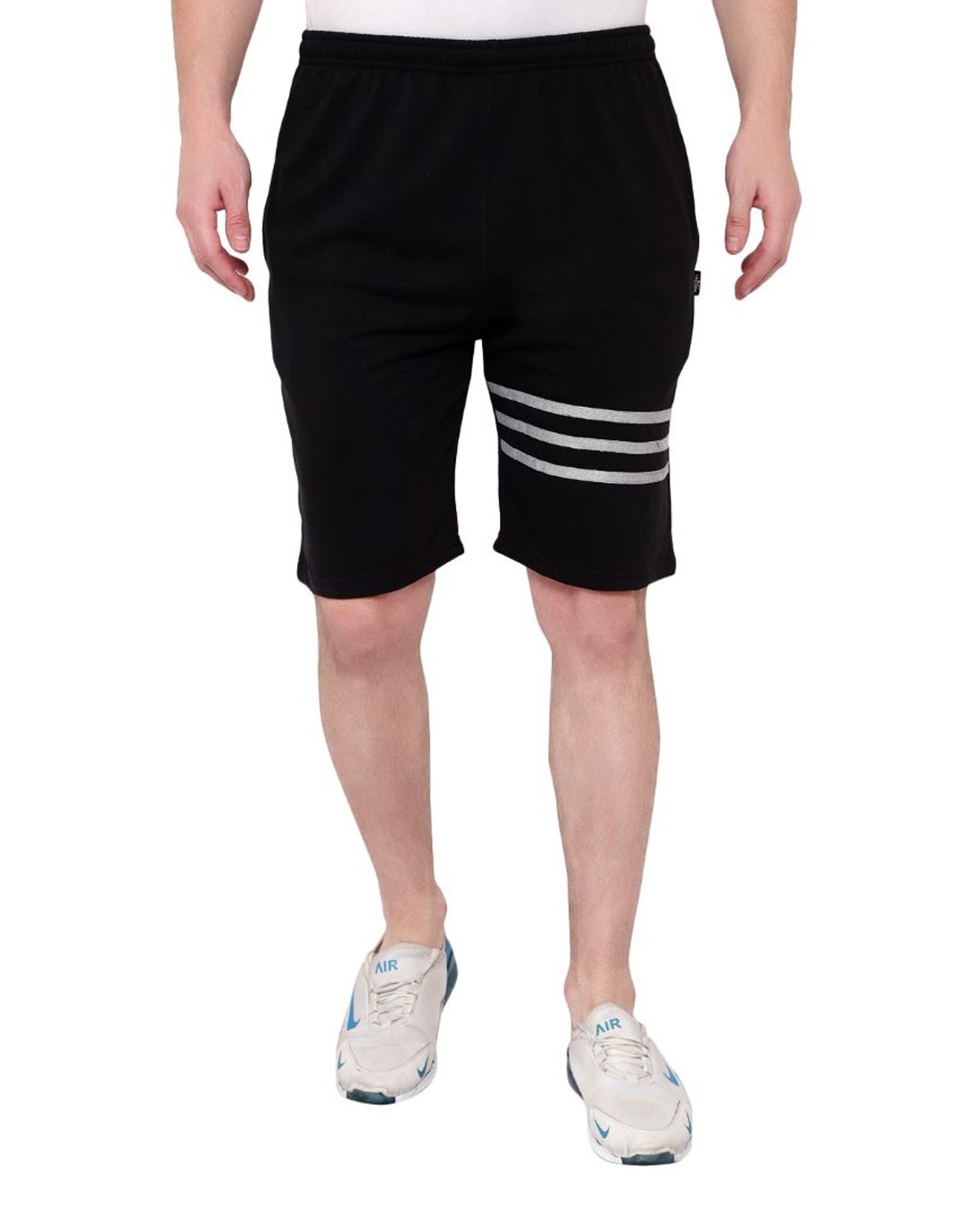 Shop Men's Black Cotton Shorts-Front