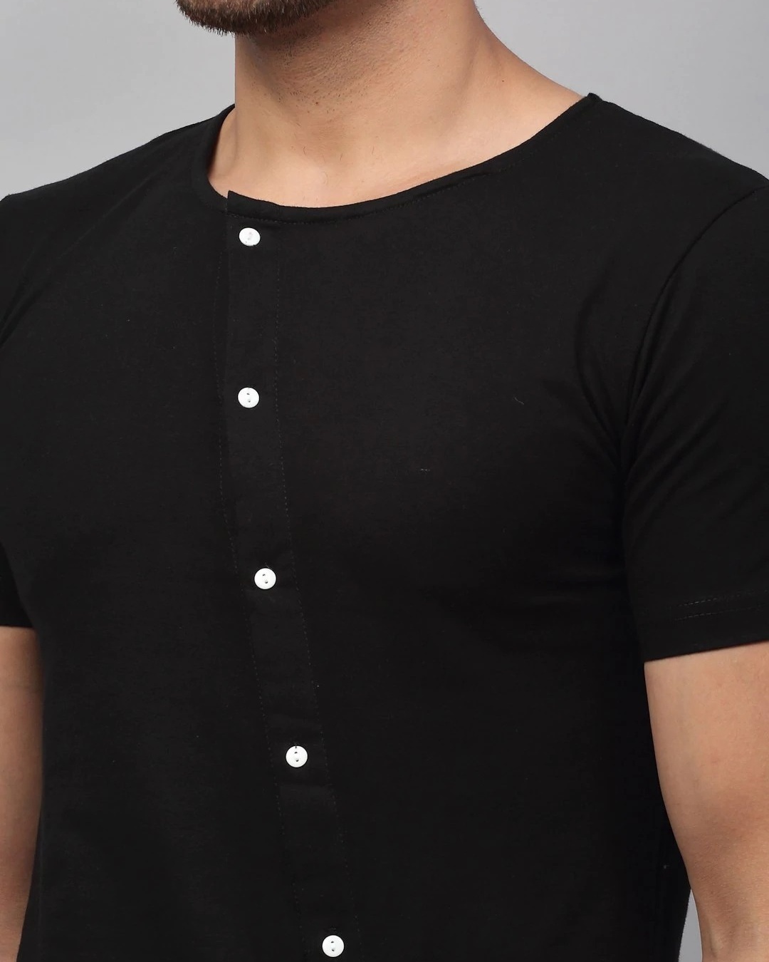 Shop Men's Black Cross Buttons T-shirt